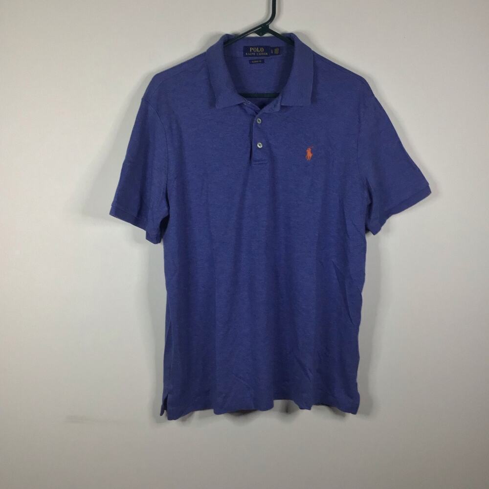 Men's Blue‎ Polo Ralph Lauren Classic Fit Blue Heather Polo Mens Large Shirt